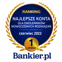 1. miejsce w rankingu „Najlepsze konto dla zwolenników nowoczesnych rozwiązań” Bankier.pl