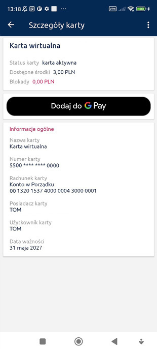 Dodaj swoją kartę do Google Pay