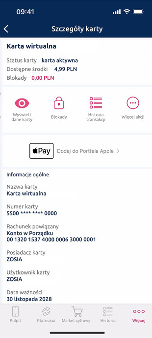 Dodaj kartę do Portfela Apple